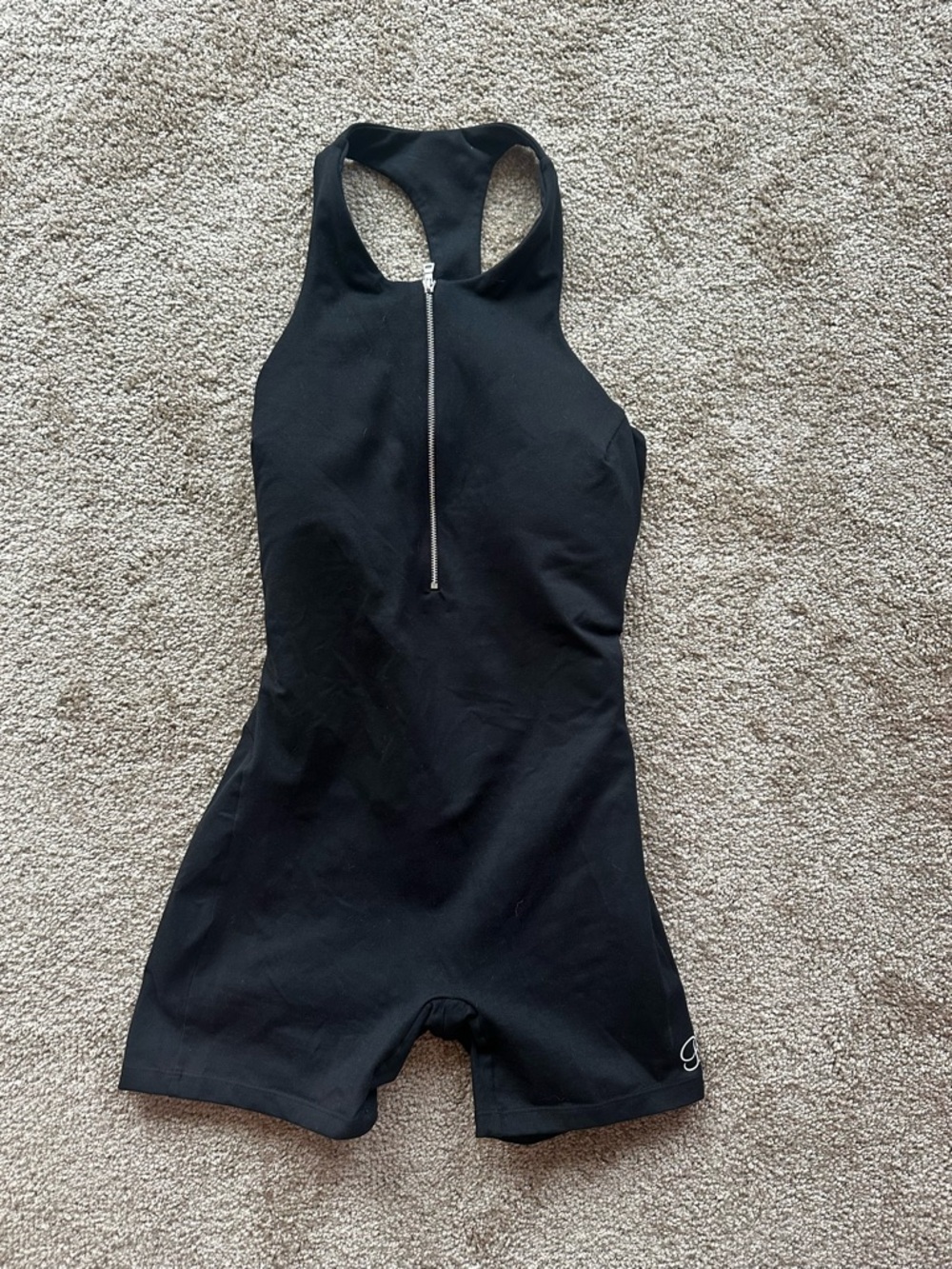 Bombshell Sportswear Black Halter Zip-Front Romper